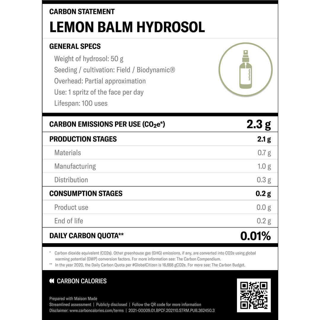 LEMON BALM ~ Biodynamic® Hydrosol