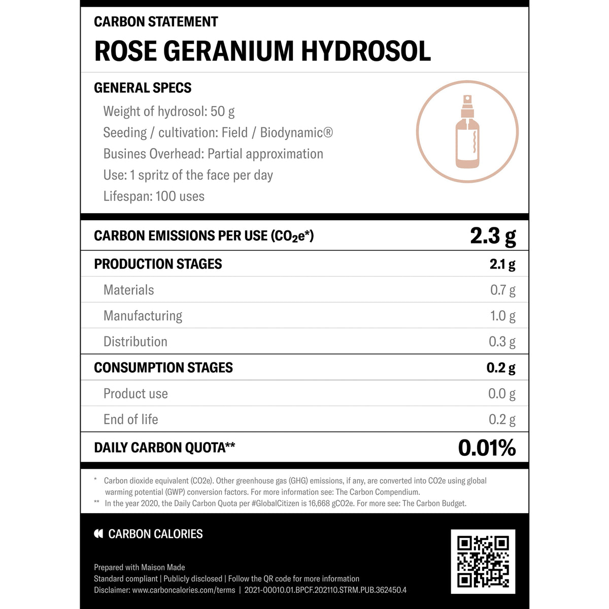 ROSE GERANIUM Biodynamic® Hydrosol Maison Made Maison/Made